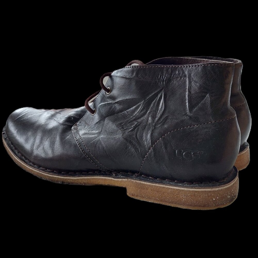 UGG Leighton Crepe Leather Lace Up Chukkas Boots Men's Size 12 Brown